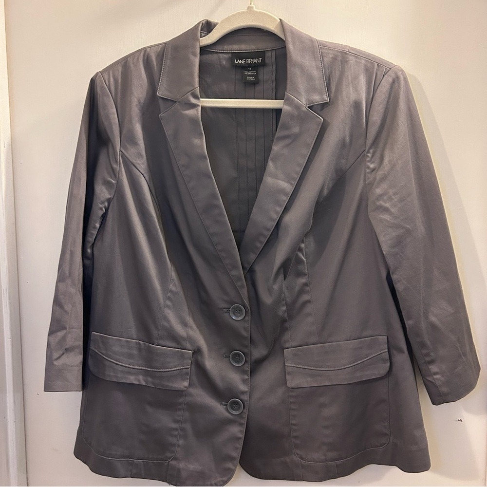 Lane Bryant Gray Cotton Blend Blazer Jacket Size 18‎ Women's Workwear Career